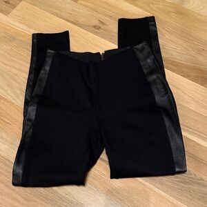J. Crew Black Pixie Pants with Leather Detail